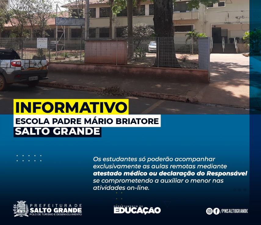 Prefeitura Municipal de Salto grande ATENÇÃO SENHORES PAIS