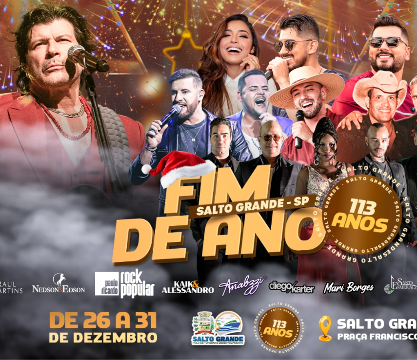 Festa de fim de ano em Salto Grande promete ser a maior da região com shows imperdíveis e presença de Paulo Ricardo