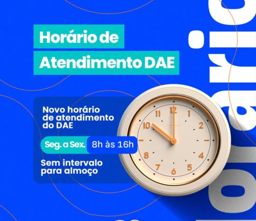 MUSANÇA DE HORÁRIO DE ATENDIMENTO DAE