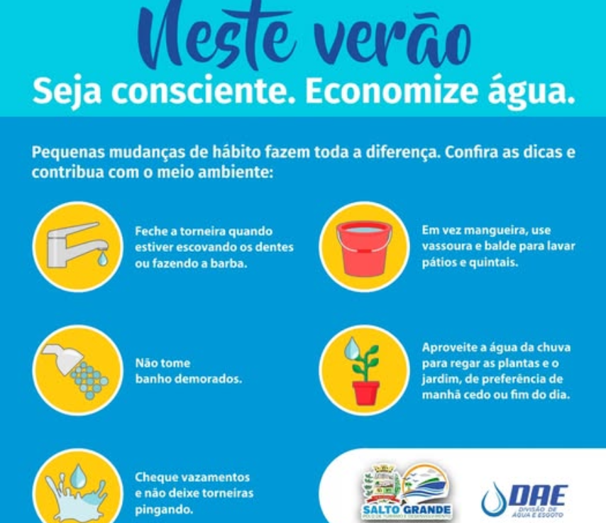 Prefeitura de Salto Grande Orienta sobre o Consumo Consciente de Água Neste Verão